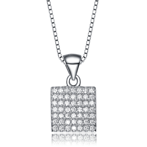 Image 1 de 2.. Pendentif de forme carrï¿½e en argent sterling plaquï¿½ rhodium cz