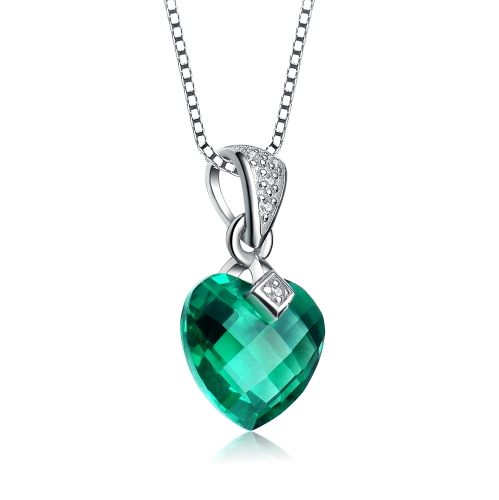 Rozzato Sterling Silver Green Heart Cubic Zirconia Pendant