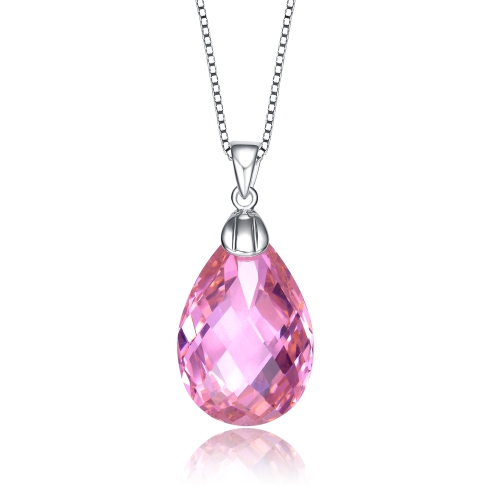 Image 1 de 2.. Pendentif en forme de larme rose en argent sterling plaquï¿½ rhodium cz