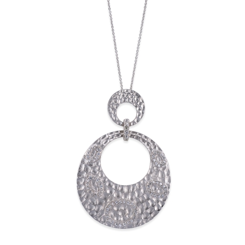 Rozzato Sterling Silver Cubic Zirconia Dual Circle Pendant