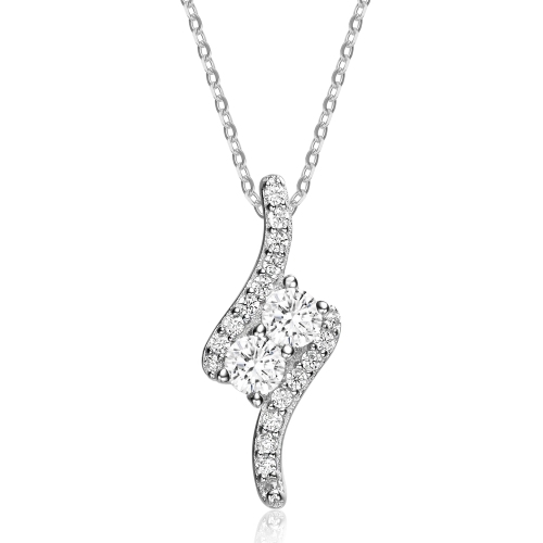 Rozzato Sterling Silver Clear Cubic Zirconia Accent Pendant Necklace
