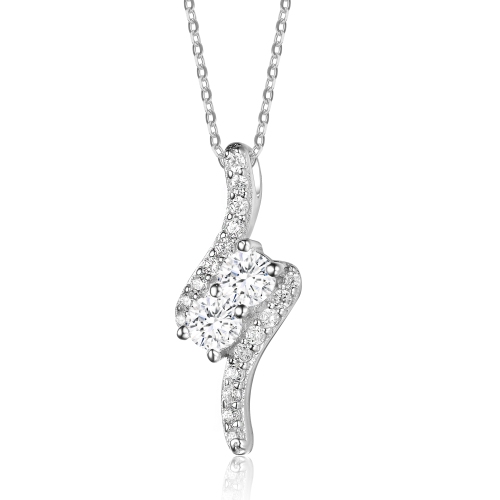 Rozzato Sterling Silver Clear Cubic Zirconia Accent Pendant Necklace