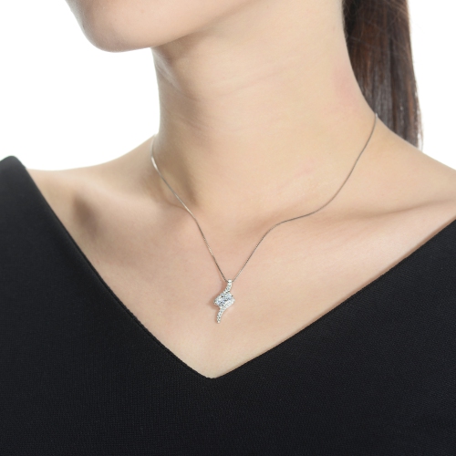 Rozzato Sterling Silver Clear Cubic Zirconia Accent Pendant Necklace