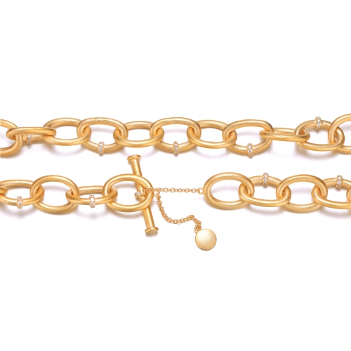 Rozzato 14k Gold Plated Cubic Zirconia Chain Necklace