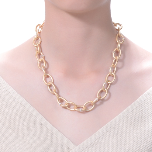 Rozzato 14k Gold Plated Cubic Zirconia Chain Necklace