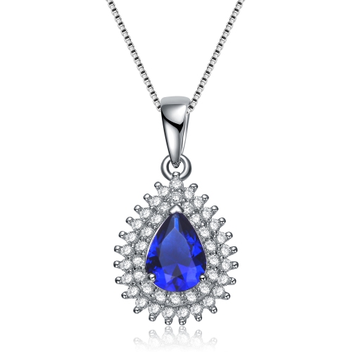 Rozzato Sterling Silver Blue Cubic Zirconia Teardrop Necklace