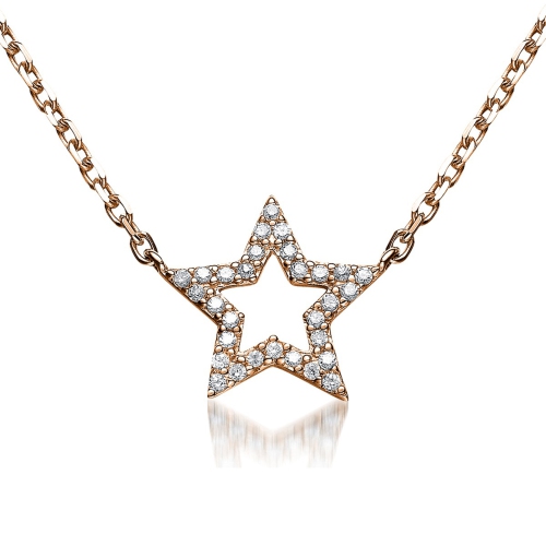 Image 1 de 2.. Pendentif micro pavï¿½ en forme d'ï¿½toile plaquï¿½ rose en argent sterling cz