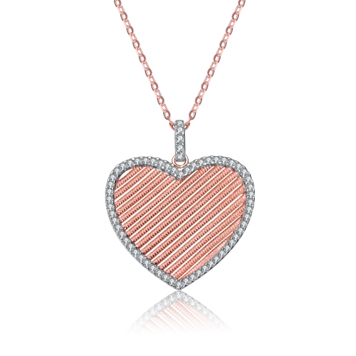 Image 1 de 3.. Collier pendentif coeur en argent sterling et plaquï¿½ or rose