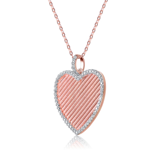 Rozzato Sterling Silver And Rose Gold Plated Heart Pendant Necklace