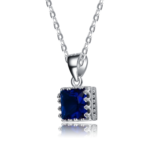 Rozzato Collette Z Sterling Silver Square Blue Cubic Zirconia Pendant