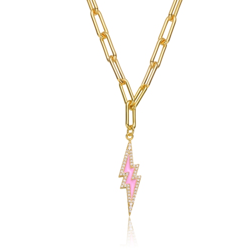 ROZZATO  14K Plated Cubic Zirconia Charm Necklace In Gold