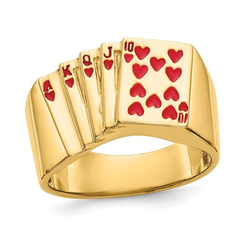 Image 1 de 5.. Bague Royal Flush In Hearts en or jaune 14K ct pour homme