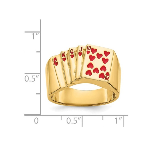 Bague Royal Flush In Hearts en or jaune 14K ct pour homme
