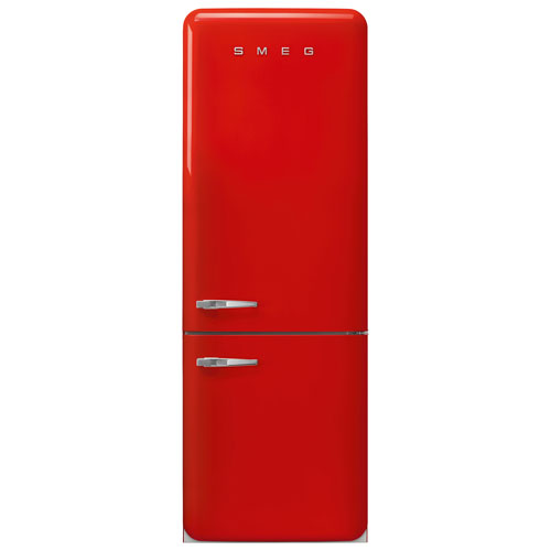 Smeg 50's Style 28" 18 Cu. Ft. Bottom Freezer Refrigerator with Ice Dispenser - Red