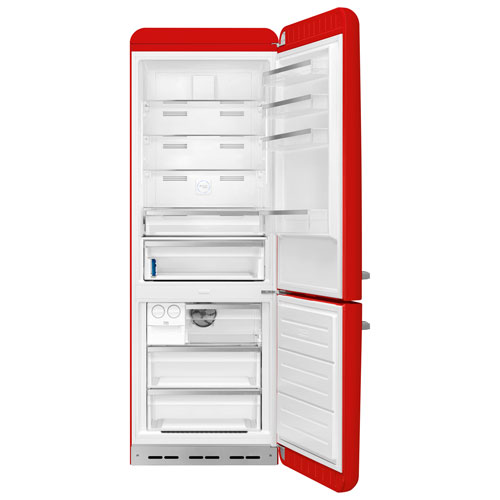 Smeg 50's Style 28" 18 Cu. Ft. Bottom Freezer Refrigerator with Ice Dispenser - Red