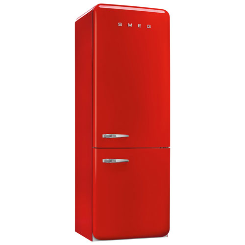Smeg 50's Style 28" 18 Cu. Ft. Bottom Freezer Refrigerator with Ice Dispenser - Red