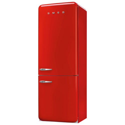 Smeg 50's Style 28" 18 Cu. Ft. Bottom Freezer Refrigerator with Ice Dispenser - Red