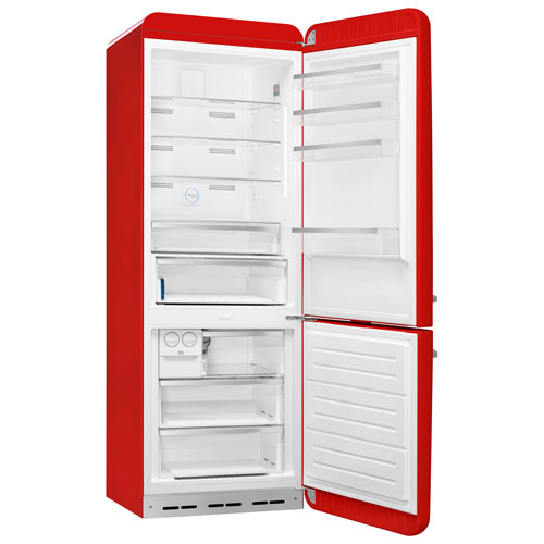 Smeg 50's Style 28" 18 Cu. Ft. Bottom Freezer Refrigerator with Ice Dispenser - Red