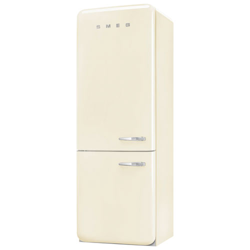 Smeg 50's Style 28" 18 Cu. Ft. Bottom Freezer Refrigerator with Ice Dispenser (FAB38ULCR) - Cream