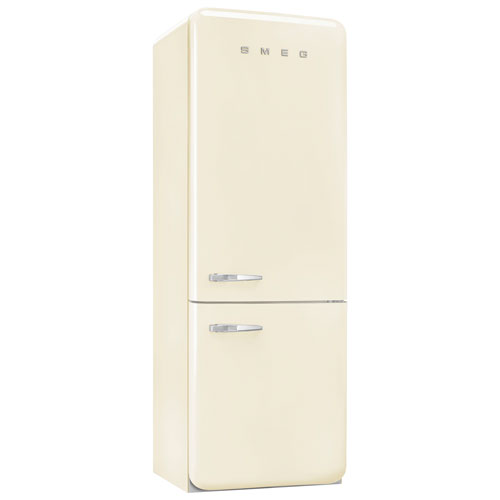 Smeg 50's Style 28" 18 Cu. Ft. Bottom Freezer Refrigerator with Ice Dispenser - Cream