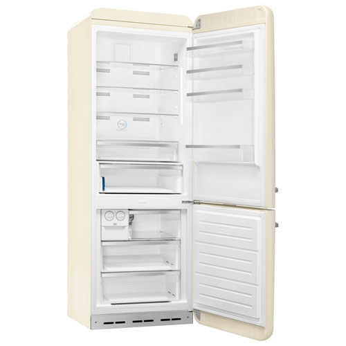 Smeg 50's Style 28" 18 Cu. Ft. Bottom Freezer Refrigerator with Ice Dispenser - Cream