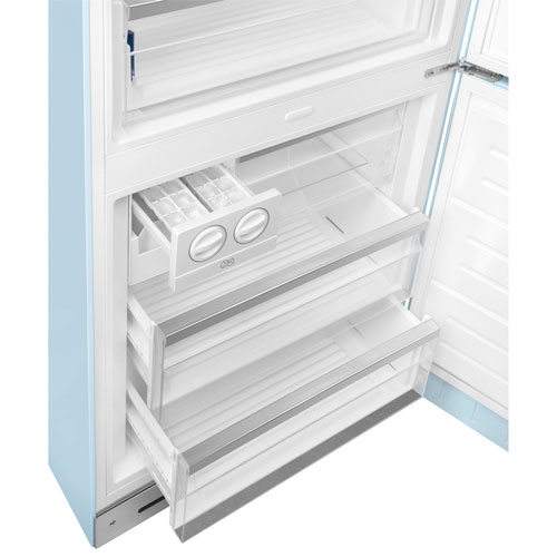 Smeg 50's Style 28" 18 Cu. Ft. Bottom Freezer Refrigerator with Ice Dispenser (FAB38URPB) - Pastel Blue
