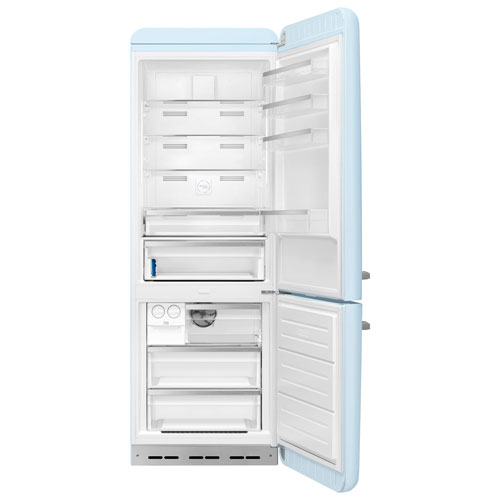 Smeg 50's Style 28" 18 Cu. Ft. Bottom Freezer Refrigerator with Ice Dispenser (FAB38URPB) - Pastel Blue