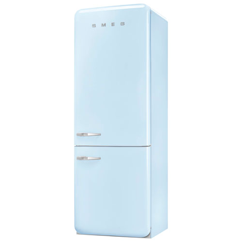Smeg 50's Style 28" 18 Cu. Ft. Bottom Freezer Refrigerator with Ice Dispenser (FAB38URPB) - Pastel Blue