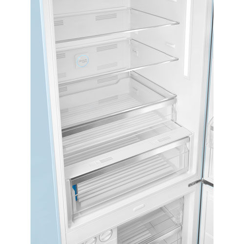 Smeg 50's Style 28" 18 Cu. Ft. Bottom Freezer Refrigerator with Ice Dispenser (FAB38URPB) - Pastel Blue