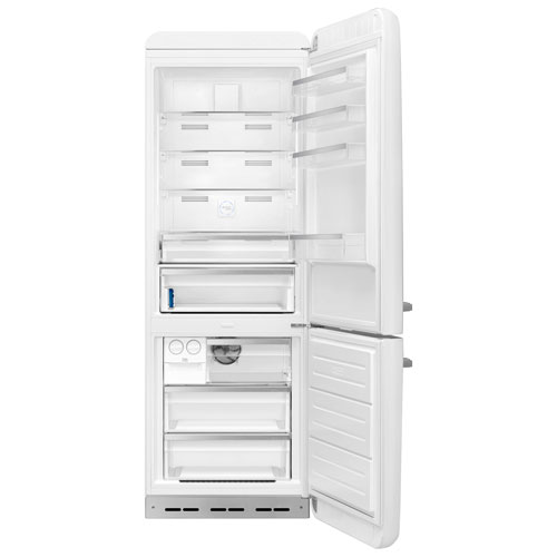 Smeg 50's Style 28" 18 Cu. Ft. Bottom Freezer Refrigerator with Ice Dispenser - White