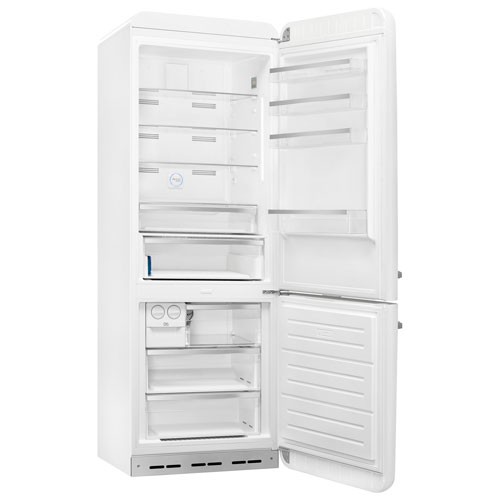 Smeg 50's Style 28" 18 Cu. Ft. Bottom Freezer Refrigerator with Ice Dispenser - White