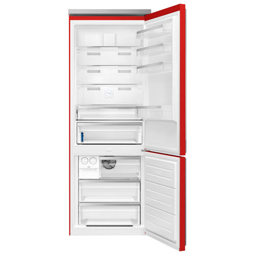 Smeg Portofino 28" 18 Cu. Ft. Bottom Freezer Refrigerator with Ice Dispenser (FA490URR) - Red