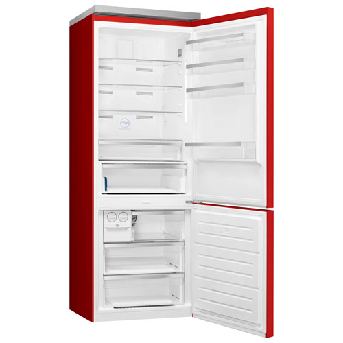 Smeg Portofino 28" 18 Cu. Ft. Bottom Freezer Refrigerator with Ice Dispenser (FA490URR) - Red