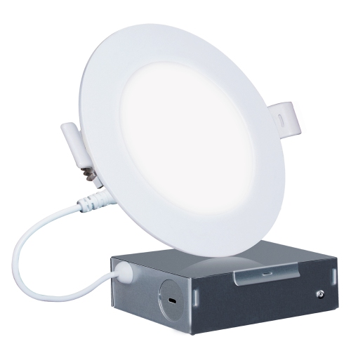 Image 1 of 10.. 4 In. 6000K Clear White 9W 750 LM Ultra-Thin Integrated LED Light Kit, Flush Mount, Dimmable, Wet Rated