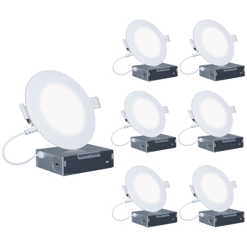 4 In. 6000K Clear White 9W 750 LM Ultra-Thin Integrated LED Light Kit, Flush Mount, Dimmable, Wet Rated