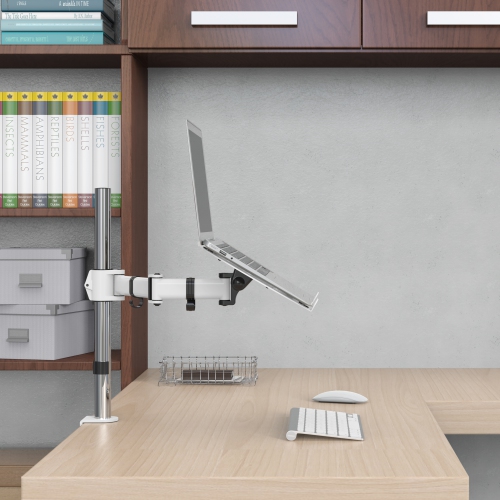 SHOPPINGALL Fully Adjustable Laptop Mount Stand for Laptops Up to 17", Both Desk clamp and Grommet mounting - SA-D28+D15