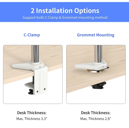SHOPPINGALL Fully Adjustable Dual Monitor Standing Mount Extra Tall 31.5" Pole with 2 Arms for Two Displays up to 32" - SA-D285