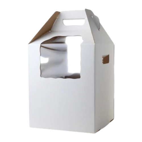 Tall Cake Box – White 14″x14″x16″ High with Window - Pack of 10