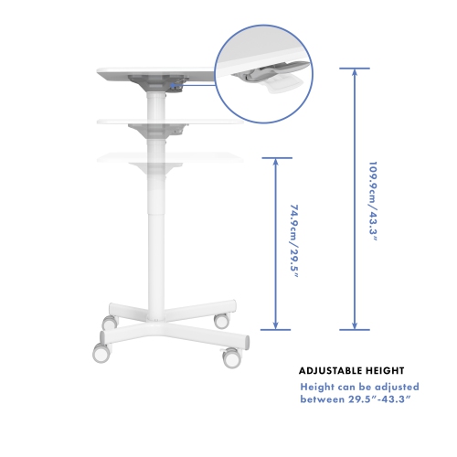 SHOPPINGALL Airlift Pneumatic Height Adjustable Sit-Stand Mobile Laptop Computer Desk Cart - SA-FDS107A