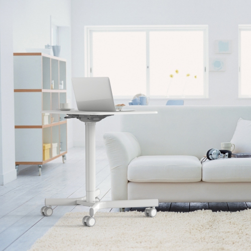 SHOPPINGALL Airlift Pneumatic Height Adjustable Sit-Stand Mobile Laptop Computer Desk Cart - SA-FDS107A