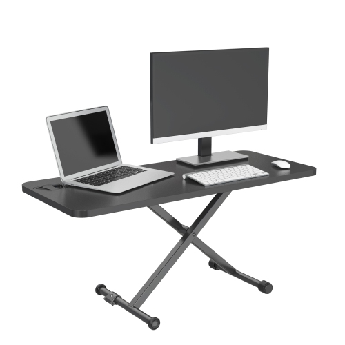SHOPPINGALL Height Adjustable Sit to Stand Workstation with 27.5" Compact Portable Tabletop - SA-LD16