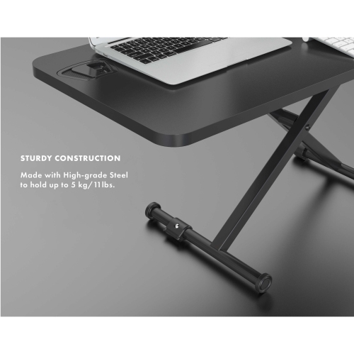 SHOPPINGALL Height Adjustable Sit to Stand Workstation with 27.5" Compact Portable Tabletop - SA-LD16