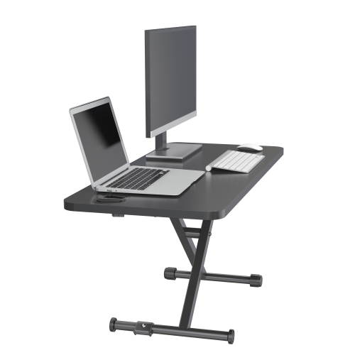 SHOPPINGALL Height Adjustable Sit to Stand Workstation with 27.5" Compact Portable Tabletop - SA-LD16