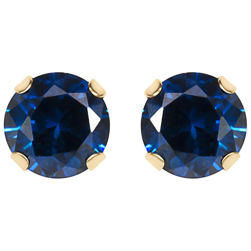 Birthstone Round Blue Cubic Zirconia Stud Earring in 14K Yellow Gold | Best  Buy Canada