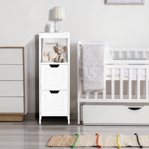 Topbuy Wooden Floor Cabinet Multifunctional Bathroom Storage Cabinet Side Organizer w/Drawer Brown/Gray/Black