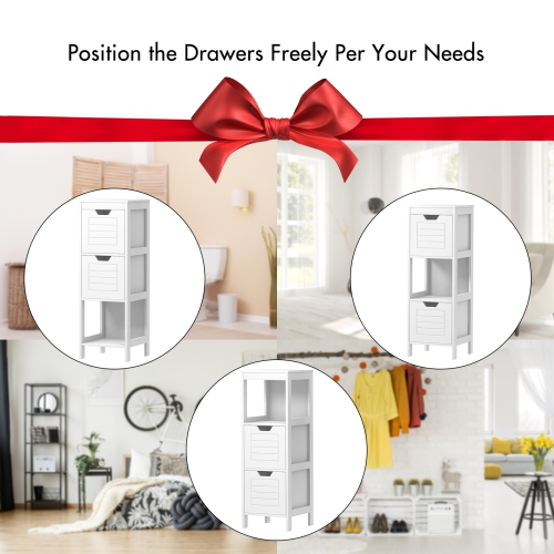 Topbuy Wooden Floor Cabinet Multifunctional Bathroom Storage Cabinet Side Organizer w/Drawer Brown/Gray/Black