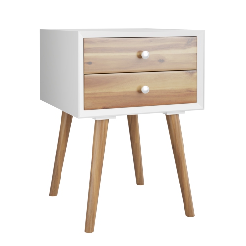 Image 1 of 9.. Topbuy Wooden Nightstand with 2 Storage Drawers Accent End Side Table for Bedroom&Living room