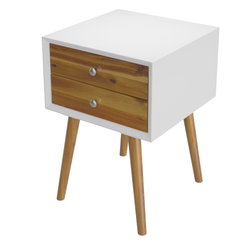 Table de chevet en bois avec 2 tiroirs de rangement Table d’appoint pour chambre et salon de TopBuy