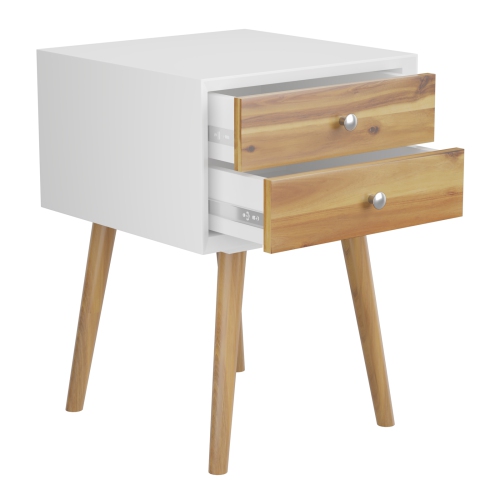 Table de chevet en bois avec 2 tiroirs de rangement Table d’appoint pour chambre et salon de TopBuy