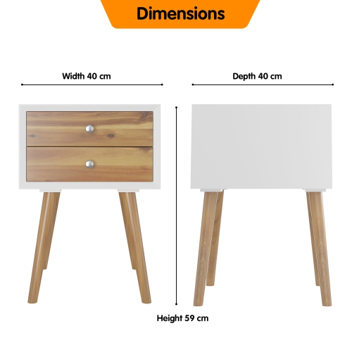 Table de chevet en bois avec 2 tiroirs de rangement Table d’appoint pour chambre et salon de TopBuy